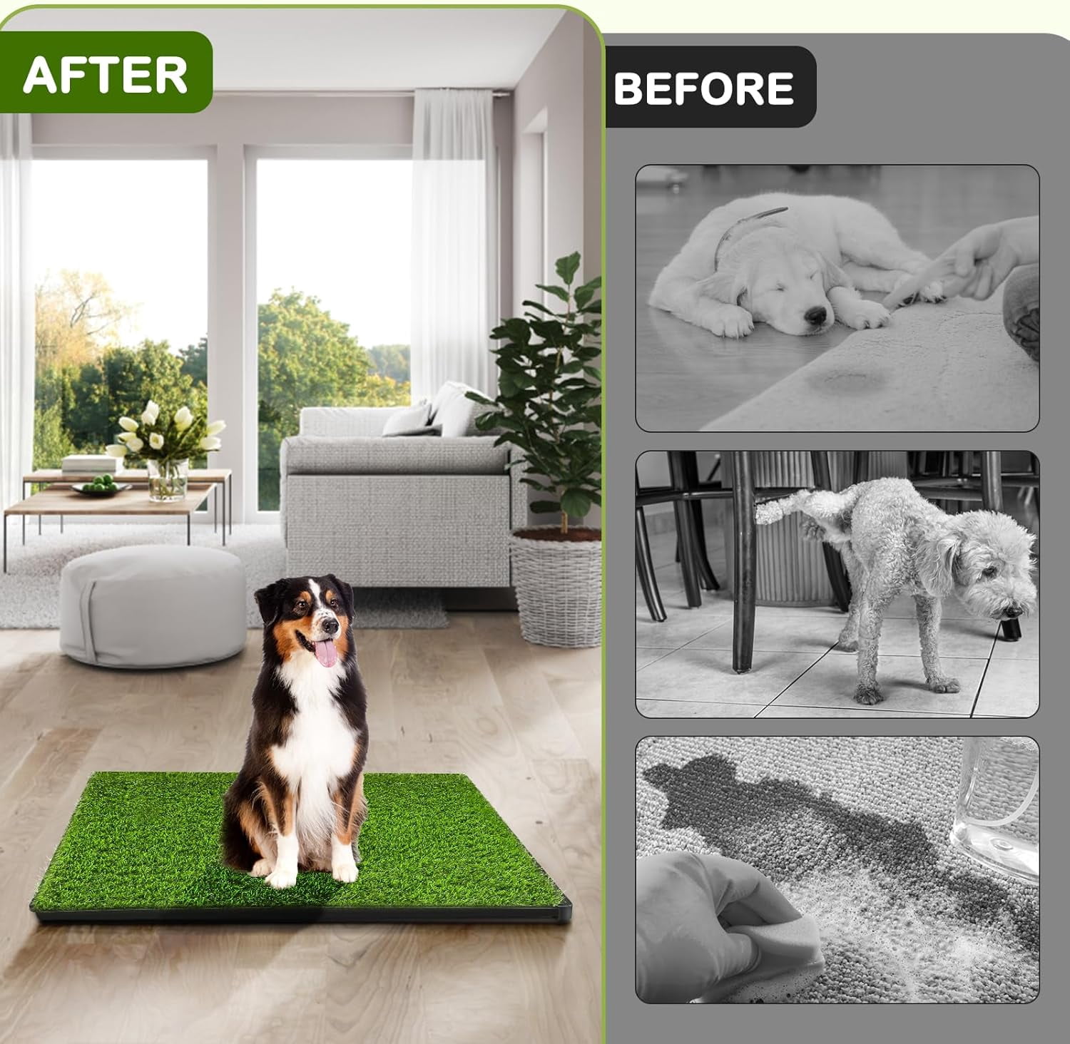 Dog Grass Pad with Tray, 23''X17'' Small Artificial Turf Grass Potty, Reusable Puppy Pee Pads for Dogs, Portable Dog Litter Box for Indoor/Outdoor Potty Training Toilet