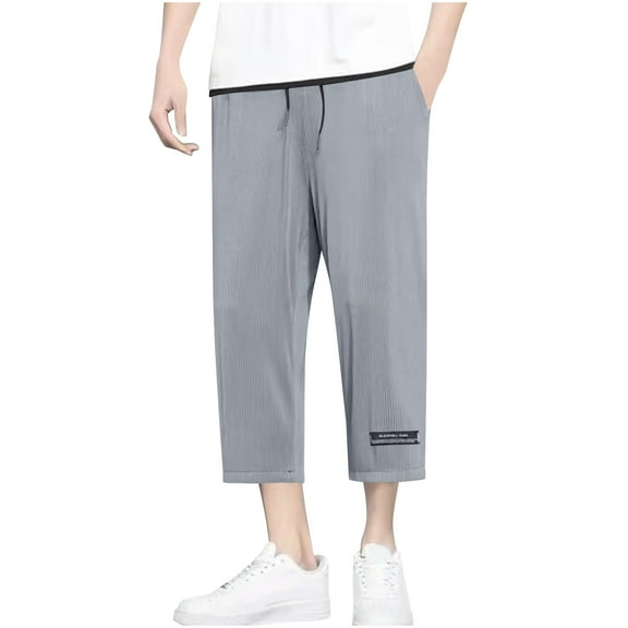 USNSM (M-5XL) Big and Tall Men's New Lightweight Breathable Sports Straight Pant Loose Versatile Beach Casual Capris Pants Gray XXXXXL