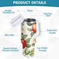 thumbnail image 2 of Yayeee 40oz Stainless Steel Tumbler with Straw and Handle Double-Wall Insulated Travel Water Bottle, Beige Apple Pattern, 2 of 8