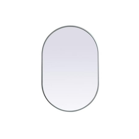 Elegant Decor Metal Frame Oval Mirror 24x36 Inch in Silver