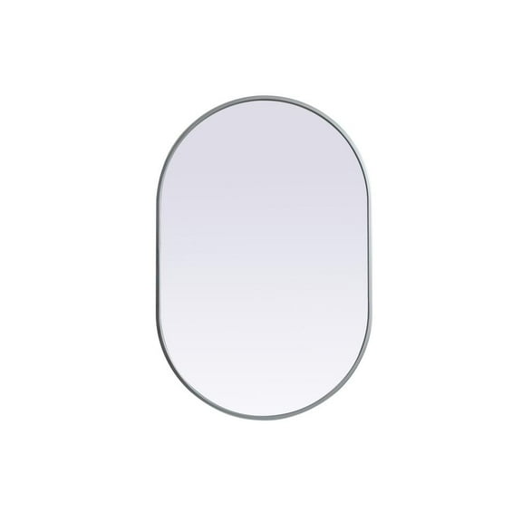 Elegant Decor Metal Frame Oval Mirror 24x36 Inch in Silver