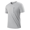 thumbnail image 2 of USNSM (L-5XL) Men's Big and Tall Short Sleeve Quick Dry Moisture Wicking Zippered Pocket Crew Neck T Shirt Athletic Running Gym Workout Tee Tops Gray XL, 2 of 5