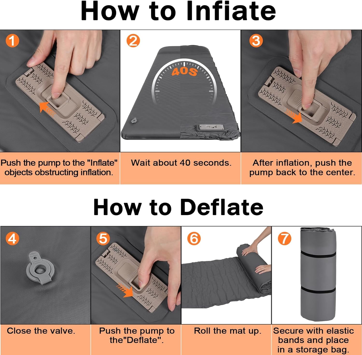Inflating Sleeping Pad with Electric Pump, 3.15 Inch Ultra-Thick Memory Foam Camping Mattress with Built-In Pillow, 4  Sleeping Bag for Outdoor Travel Tent Car