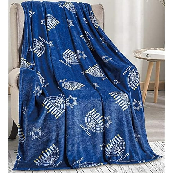 FAITH, HOPE, LOVE HOME DÉCOR Maccabbee Collection Microplush Holiday Throw Blanket (60" x 50") - Hanukkah Menorah