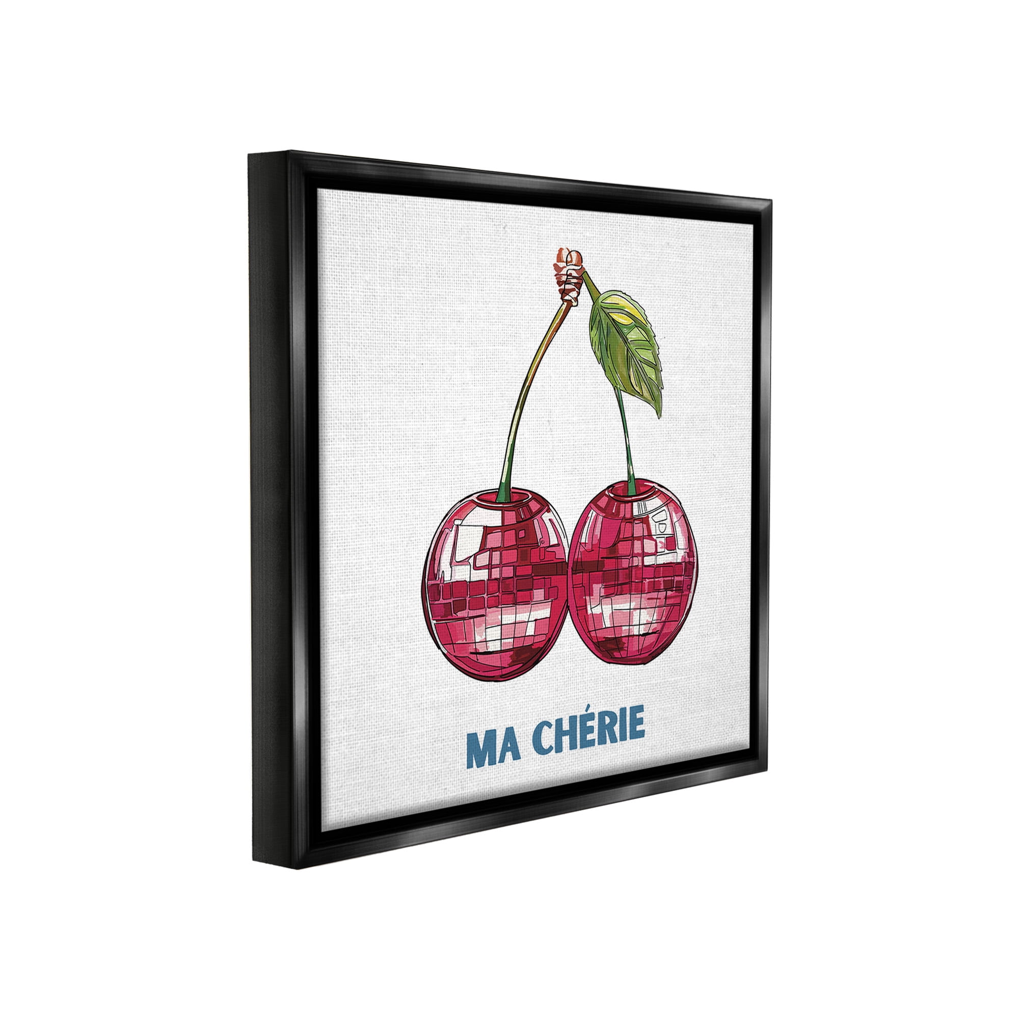 Stupell Industries Ma Cherie Cherries Food & Beverage Painting Black Floater Framed Canvas Art Print Wall Art, 25 x 25