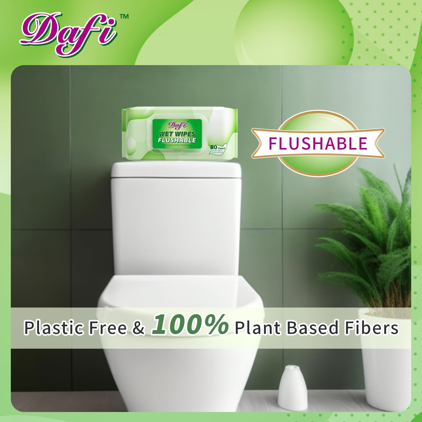 DAFI Flushable Wipes for Adult Wet Wipes, Unscented Toilet Wipes, No Alcohol & Septic and Sewer Safe, 720 Total Wipes