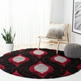 thumbnail image 4 of SAFAVIEH Florida Declan Geometric Shag Area Rug, Black/Red, 6' x 9', 4 of 11