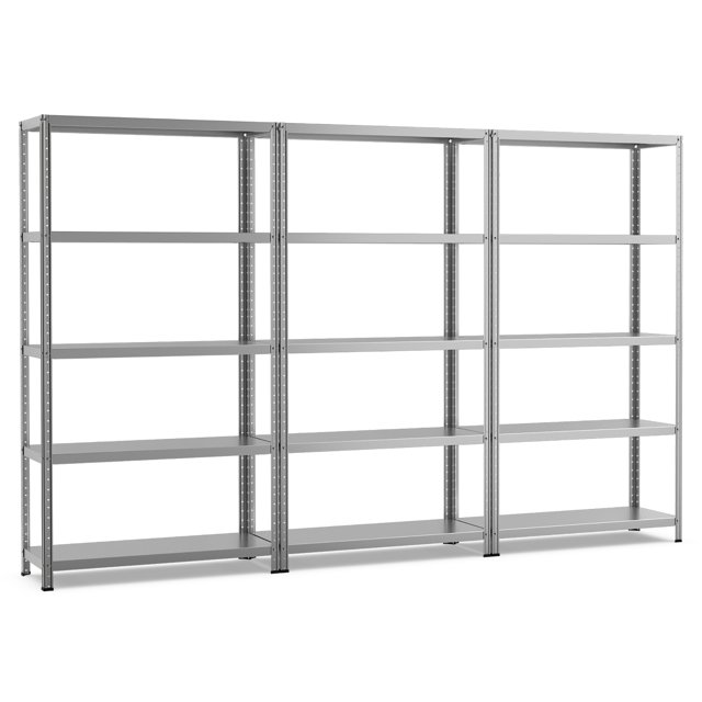Costway 3PCS 74" 5-Tier Metal Shelving Unit Adjustable Heavy Duty Garage Storage Rack