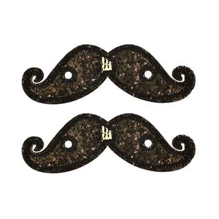 Shwings Shoe Accessories: Black Sparkle Handlebar Mustache
