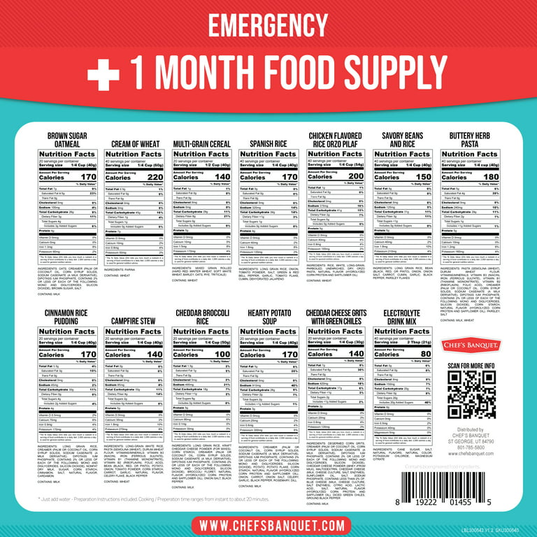 Chef's Banquet 1 Month (30 Day) Emergency Food Supply 10.5 Gallon