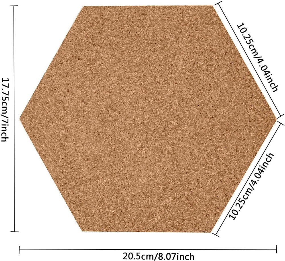 NOGIS 6 Pack Cork Board Hexagon Bulletin Boards Cork Tiles 8"x7" - 1/4" Self-Adhesive Corkboards with 40 Push Pins Mini Wall for Wall Home School Office Decorative