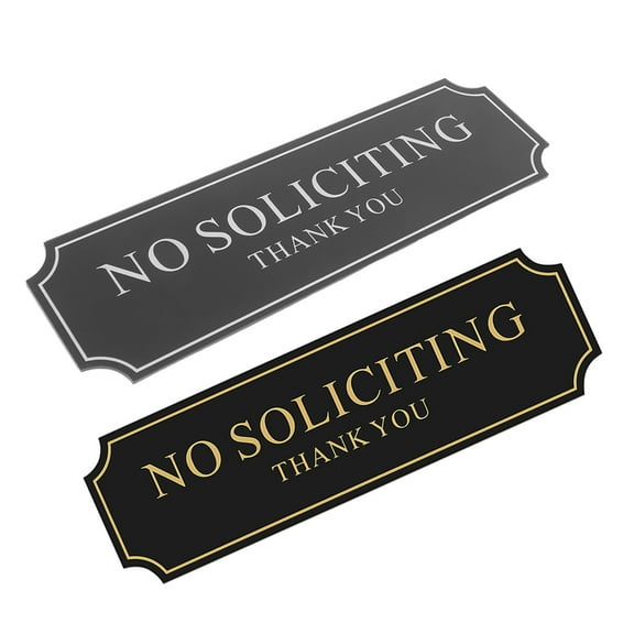 WHAMVOX 2pcs No Soliciting Sign for Company Acrylic Backing Adhesive No Soliciting Door Tag for Front Door Wall or Business Scene