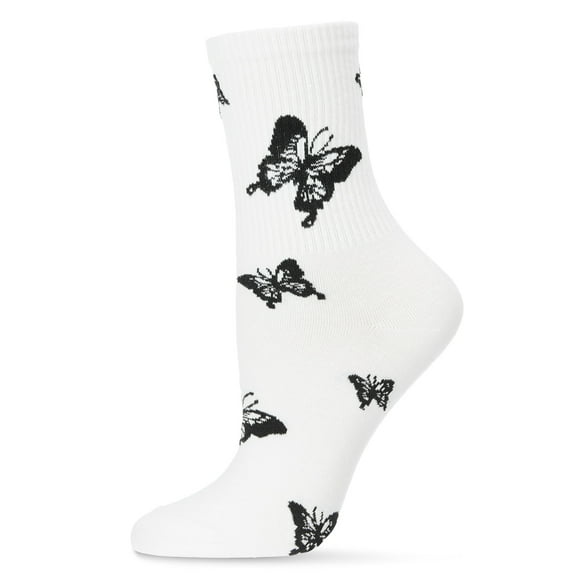 MeMoi Women's Flutter-by Cotton Blend Athletic Crew Sock - Womens - Female, 9-11, White