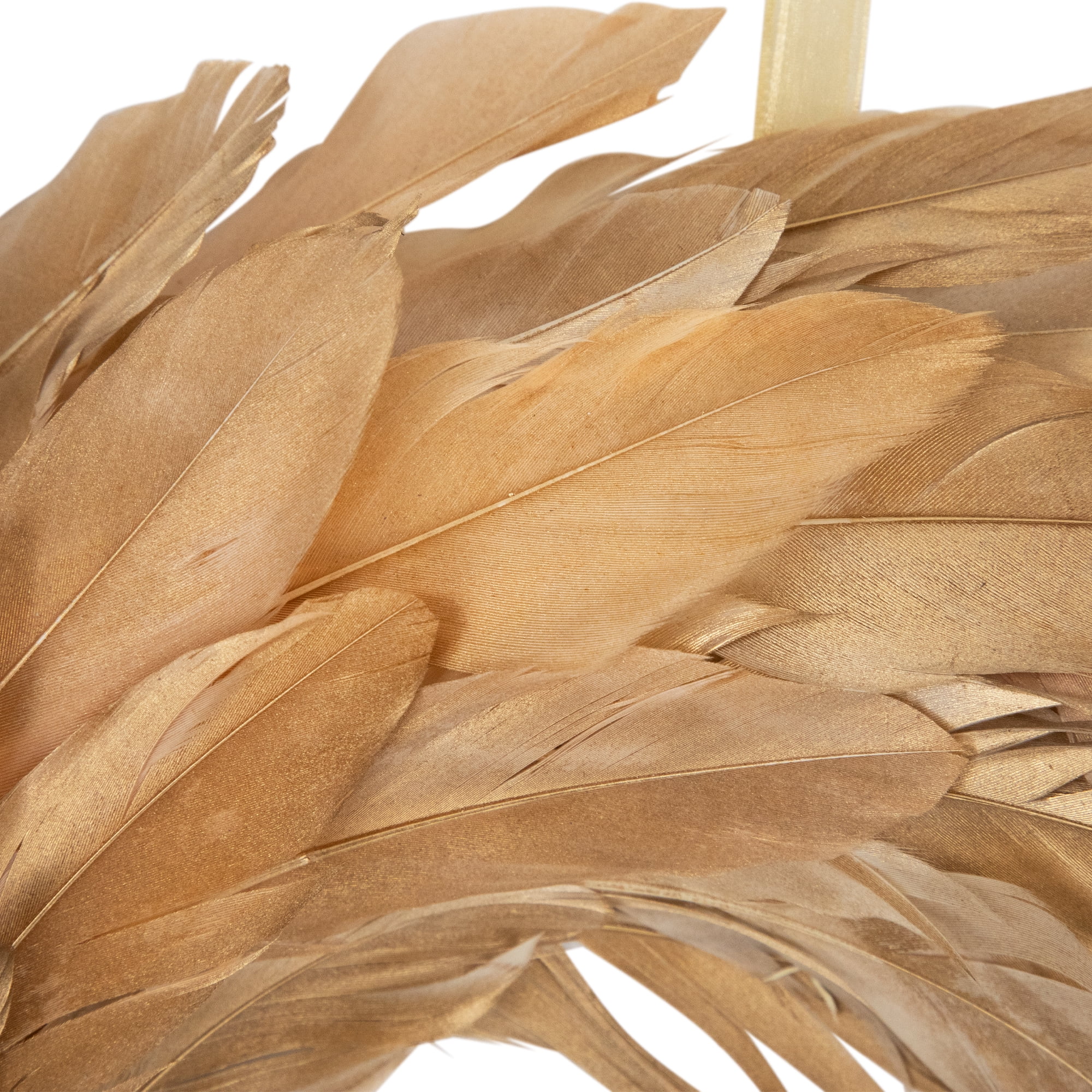 Northlight Artificial Feather Wreath - 14" - Gold