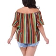 thumbnail image 3 of Agnes Orinda Women's Plus Size Striped Tops Boho Off Shoulder Flare Short Sleeve Casual Blouse 1X Orange, 3 of 6