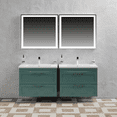 thumbnail image 2 of Modern Wall-Mounted Bathroom Vanity with Washbasin | Palm Beach Green Matte Collection | Non-Toxic Fire-Resistant MDF-68" (34+34)-Diamond Collection 32", 2 of 5