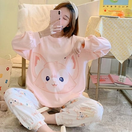 

PIKADINGNIS Cartoon Fertilizer Women Sleepwear Combed Increased Pullover Nightgown Cotton Plus Size XXXL Loose Version Pajama Set