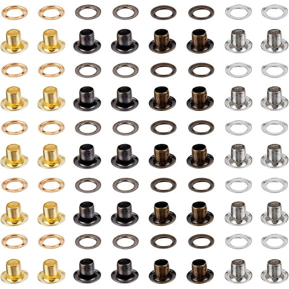 200 Sets 4 Colors Eyelets and Grommets 3MM Hole Self Backing Eyelet Mini Crop A Dile Eyelets with Washers
