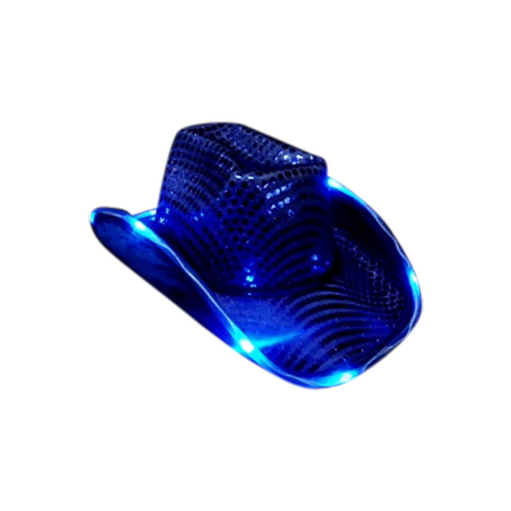 LED Flashing Cowboy Hat with Blue 