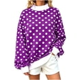 thumbnail image 2 of Womens Mock Neck Sweatshirts Oversized Pullover Polka Dot Fall Turtleneck,Fall Fashion Tops Long Sleeve Tops Casual Lounge Travel Work Hiking Tees Purple XL, 2 of 10