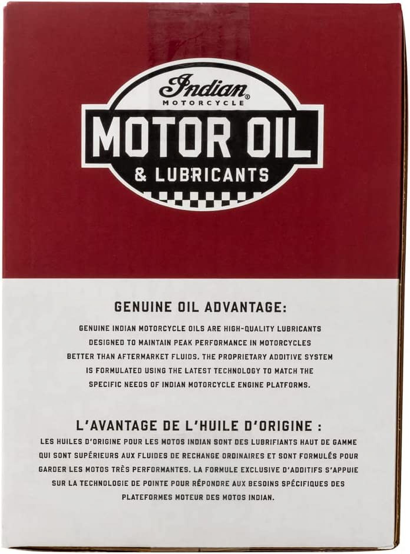 Indian Motorcycle Oil Change Kit for Specific FTR Models Including 1200, S, Rally, Sport, Carbon and More, Includes 4 Quarts 15W-60 Full Synthetic Oil, 1 Oil Filter, 2 Washers - 2884182