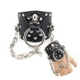 thumbnail image 2 of Bracelet Punk Réglable Large Squelette Tête Goth Bracelet Faux Cuir Bracelet, 2 of 10