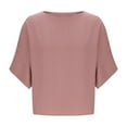 thumbnail image 5 of Timegard Summer Tops for Women Drop Shoulder Lightweight Loose Solid Color Casual 3/4 Sleeve Blouse, 5 of 7