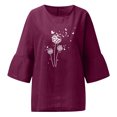 thumbnail image 4 of Blouses pour Femmes Été Aguichant Imprimé Régulier Bouton Col Rond Manches Courtes Haut Manches Courtes pour Femmes Blouses Grande Taille pour Femmes en Liquidation, 4 of 5