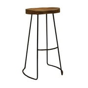 Classy Wooden Bar Stool With Iron Legs Long by NewestEdition