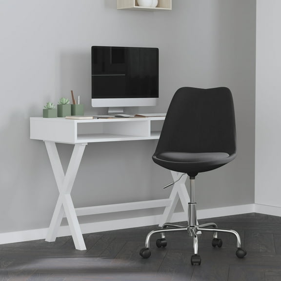 Merrick Lane Swivel Office Chair with Height Adjustable Swivel Seat in Stylish Black Fabric Upholstery