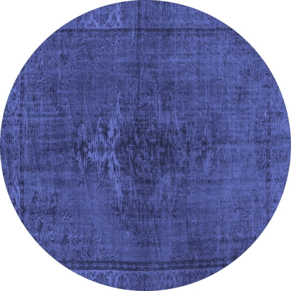 Ahgly Company Machine Washable Indoor Round Persian Blue Traditional Area Rugs, 7' Round