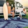 thumbnail image 6 of DEORAB Outdoor Rug 8'x10' Waterproof Reversible Patio Rug Portable Plastic Straw Outside Carprt for Beach Garden RV Camping Porch Deck Backyard, Navyblue & Babyblue, 6 of 8