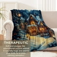 thumbnail image 2 of CUSTOM Snow Blanket Cozy Winter Cottage Snowy Night Scene with Christmas Lights and Pine Trees, 40x50 inches Holiday Throw Lightweight Cozy Warm Fuzzy Plush Microfiber Blankets for Couch Bed Sofa, 2 of 7