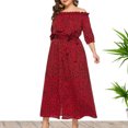 thumbnail image 2 of Womens Summer Dress,Casual Summer Dress for Women,Womens Summer Large Print One Line Neck Short Sleeve Split Beach Resort Dress,Casual Summer Dress,Short Sleeve Dress, 2 of 7