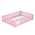 thumbnail image 6 of Miniyam Full Size Toddler Floor Bed with with Safety Guardrails, Pink, 6 of 8