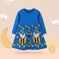 thumbnail image 3 of Girls Cotton Long Sleeve Dress Casual Cartoon Party Dresses Blue 2-3 Years, 3 of 6
