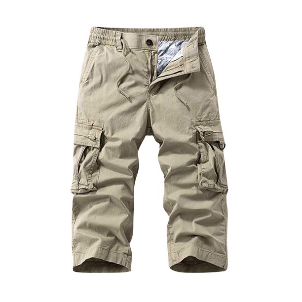 Multi Bolsillo Cargo Pantalones para Hombres Estiramiento Casual Cordón Clásico Pantalones Cortos de Verano con Bolsillos Múltiples, Pantalones Cortos de Cintura Elástica