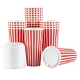 thumbnail image 3 of Restpresso 20 oz Red and White Stripe Paper Single Wall Coffee Cup - with White Lid - 3 1/2"x 3 1/2"x 6 1/2" - 400 count box, 3 of 11