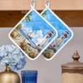 thumbnail image 2 of Summer Beach Pot Holders for Kitchen Heatproof Potholder, 3 Pack Retro Lighthouse Sailing Nautical Hot Pads Multipurpose Oven Pads Cloth Potholders Trivet for Cooking Baking, 2 of 8