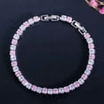 thumbnail image 3 of Princess Cut Pink Sapphire With Moissanite Tennis Bracelet Sterling Silver Gemstome Wedding Bracelet Bridesmaid Anniversary Gift for Her, 3 of 3