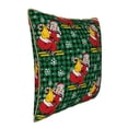 thumbnail image 2 of Fotbe Vintage Santa Skiing Green Plaid Pattern Velvet Decorative Throw Pillow Covers with Elegant Piping, Soft Plush Cushion Cover for Sofa, Bed, Car, Office-16"x16", 2 of 8