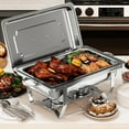 thumbnail image 2 of Dextrus 8-Piece 9L/9.5Q Stainless Steel Buffet Warmer Set with Fuel Holder & Water Pan for Events, 2 of 8