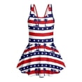 thumbnail image 4 of COEQINE Swim Dress for Girls with Skirt Bottom, U-Neck Tankini One Piece Swimsuit, Polyester Spandex Elegant Beach Swim Wear for Vacation, 5-6 Years, American Flag Palm Tree, 4 of 8