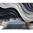 thumbnail image 3 of Nordic Light Luxury Wall Murals, Black Wave White Lines Murals For TV Background, 3D Poster For Living Room, Minimalist Wall Photo, Wave Lines Home Decor & Gift 118"W x 83"H (Not Peel and Stick), 3 of 6