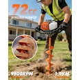 thumbnail image 3 of 72CC Gas Powered Post Hole Digger, 2-Stroke Earth Auger Drill with 6" & 10" Auger Bits + 1 Extension Bar, Heavy Duty Petrol Hole Borer for Fence Post Digging, Tree Planting, Garden Lawn, 3 of 9