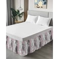 thumbnail image 4 of Abstract Rustic Wooden Bed Skirt Queen Size 16" Drop Ombre Pink Gray White Ruffled Wrap Around Bed Skirts Adjustable Elastic Bedskirt Dust Ruffle for Queen Size Bed, 4 of 7