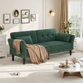 thumbnail image 3 of Litake 89" Futon Sofa Bed, Modern Chenille Sleeper Couch with Adjustable Backrest & Armrest, Convertible Futon Couch for Living Room Bedroom Apartments, Forest Green, 3 of 8