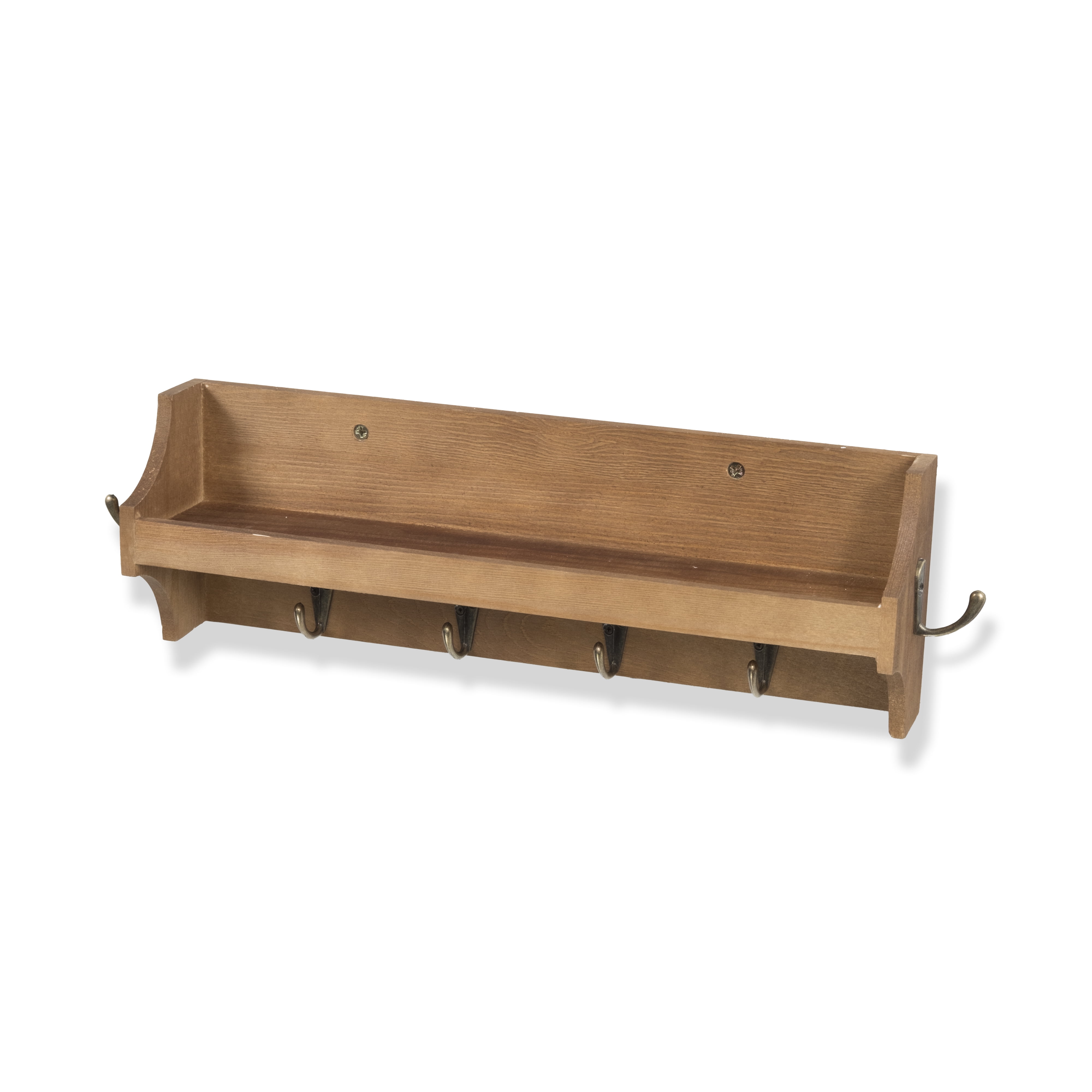 Sy Construction Wall Mount Wooden Entryway Organizer Coat Key Rack In Walnut