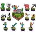thumbnail image 4 of Minecraft Themed Happy Birthday Set Decoration Accessories Banner Flag Cake Decoration Kit, 4 of 4