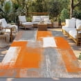 thumbnail image 2 of Orange Grey Outdoor Rug 6x9 Ft - Reversible Patio Rug Outdoor Camping Rugs, Modern White Mottled Graffiti Art Painting Washable Indoor Outdoor Area Rugs, Non-Slip Outdoor Carpet Runner for Deck/Porch, 2 of 8